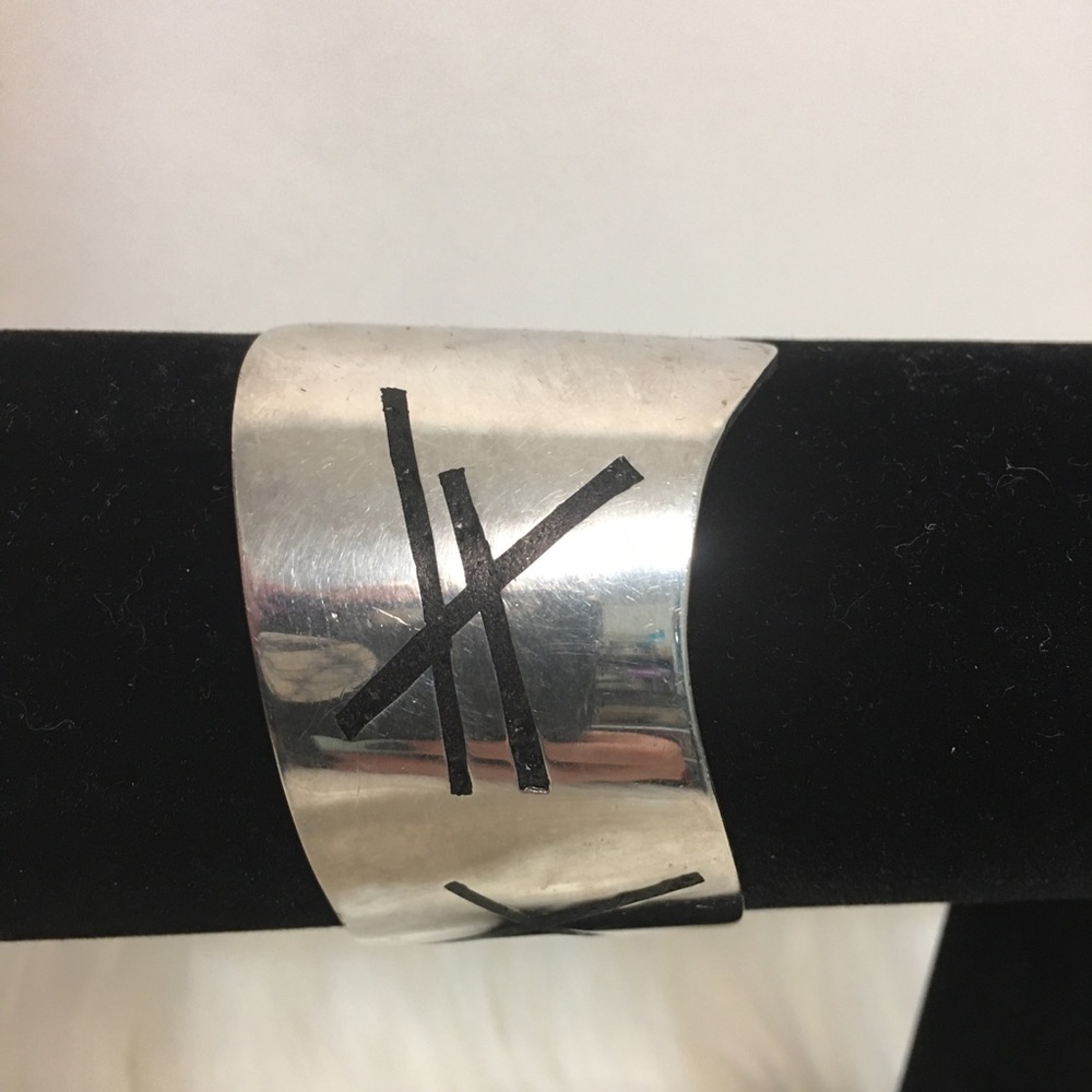 Sterling Silver Solid Wide Cuff Bracelet - image 4